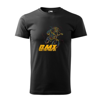 Tricou negru barbati, idee de cadou, pentru biciclisti de BMX, Ride for Your Life, marime S Tricou negru barbati, idee de cadou, pentru biciclisti de BMX, Ride for Your Life, marime S