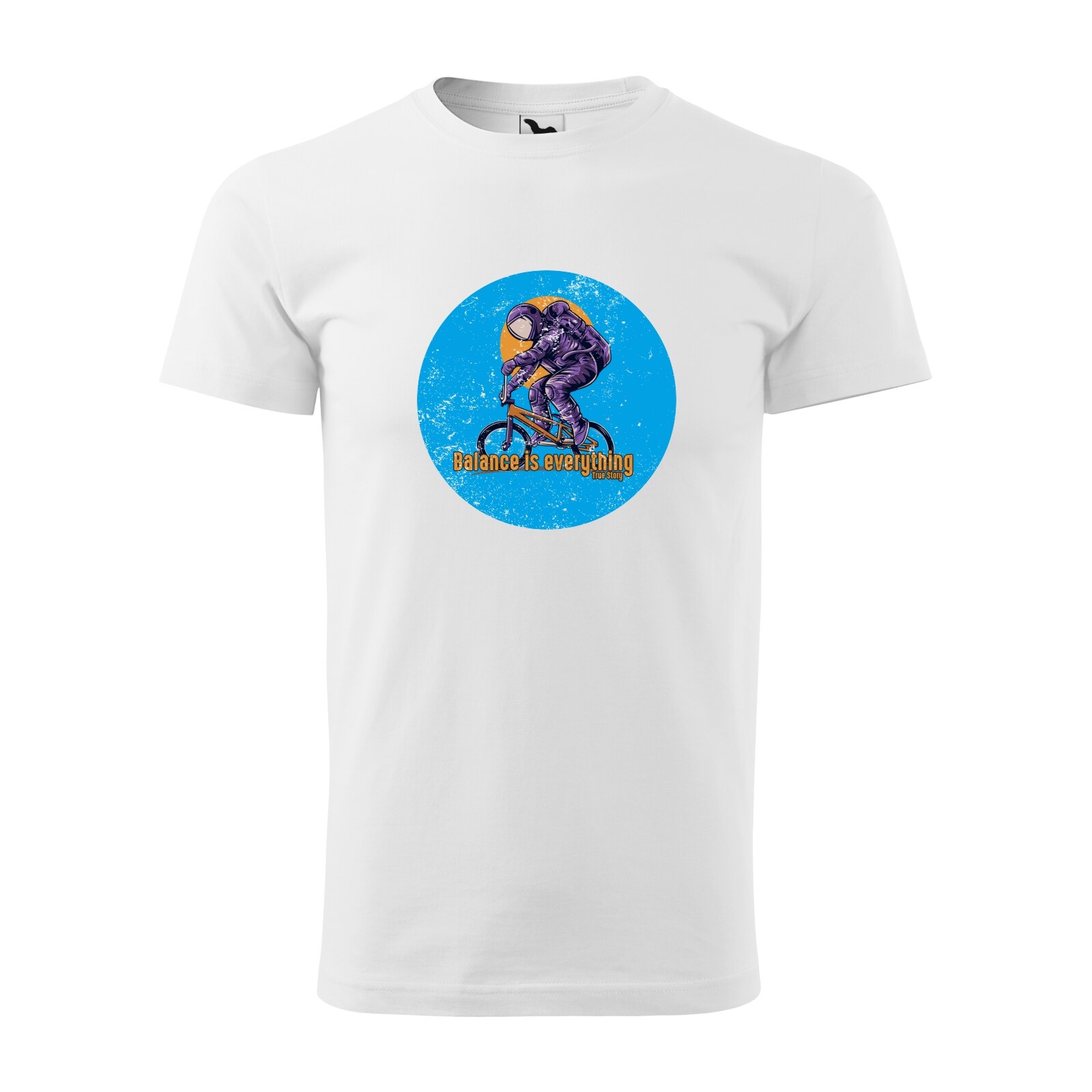 Tricou alb barbati, idee de cadou, pentru biciclisti de BMX, Balance is Everything, marime L