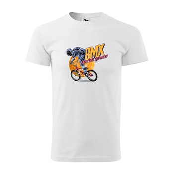 Tricou alb barbati, idee de cadou, pentru biciclisti de BMX, Space Style, marime M Tricou alb barbati, idee de cadou, pentru biciclisti de BMX, Space Style, marime M
