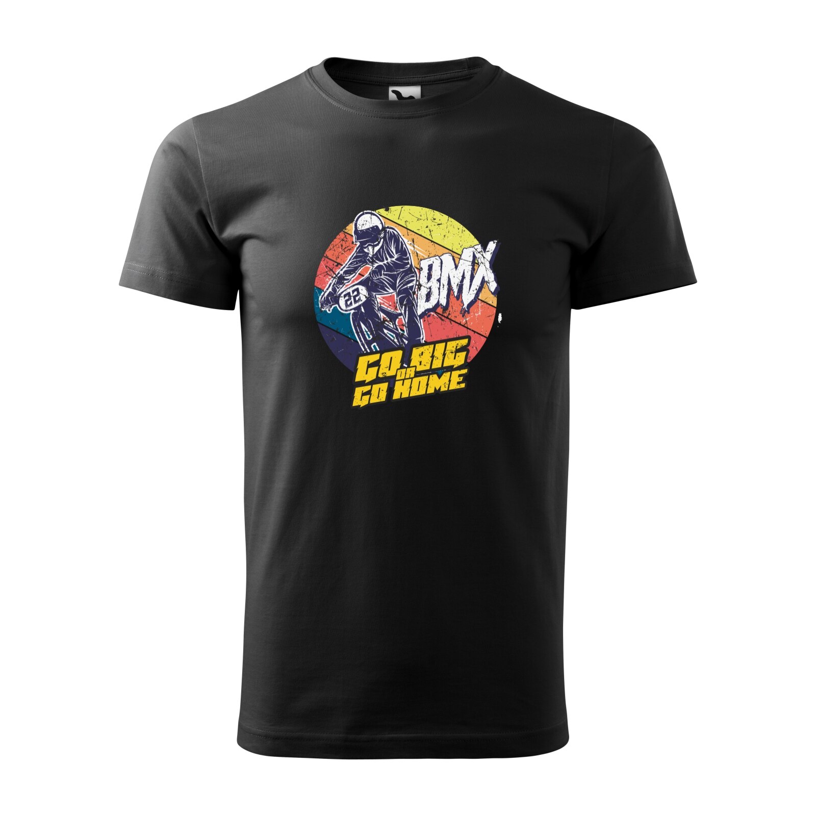 Tricou negru barbati, idee de cadou, pentru biciclisti de BMX, Go Big or Go Home, marime S