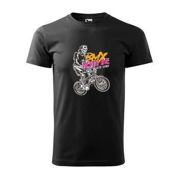 Tricou negru barbati, idee de cadou, pentru biciclisti de BMX, Never Die True Story, marime XS