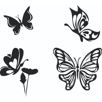Sticker decorativ de perete, set de 4 fluturi 90x90 cm intregul stiker Sticker decorativ de perete, set de 4 fluturi 90x90 cm intregul stiker
