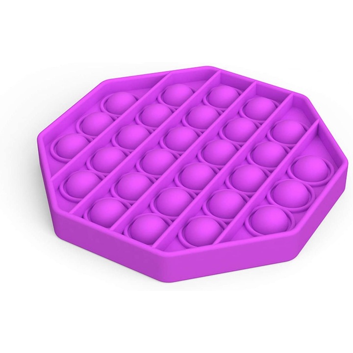 Jucarie antistres, forma octagon, pop it bubble, 12 cm, MOV, doty