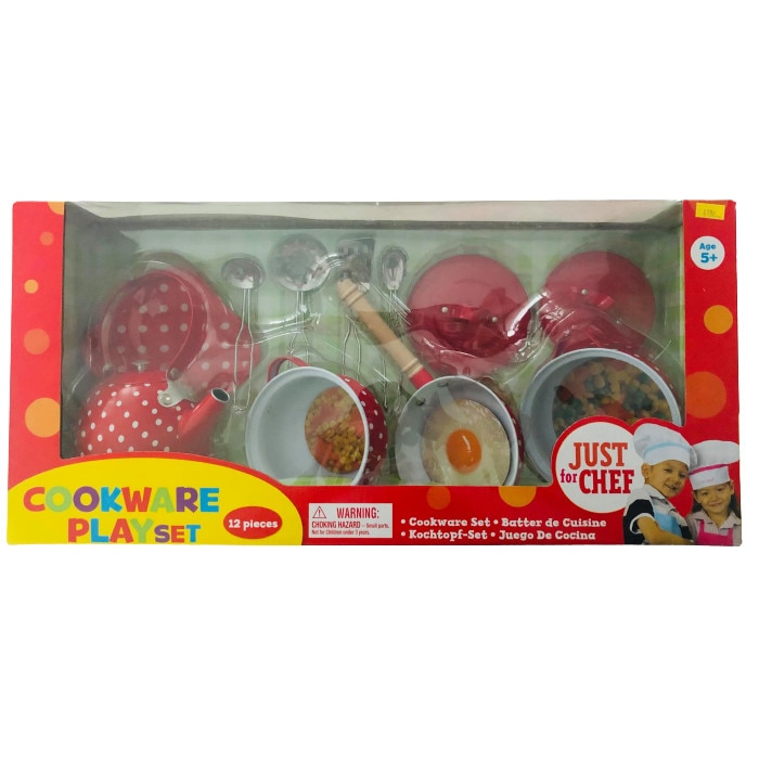 Set vase si ustensile pentru gatit, 11 piese, metal, Champion