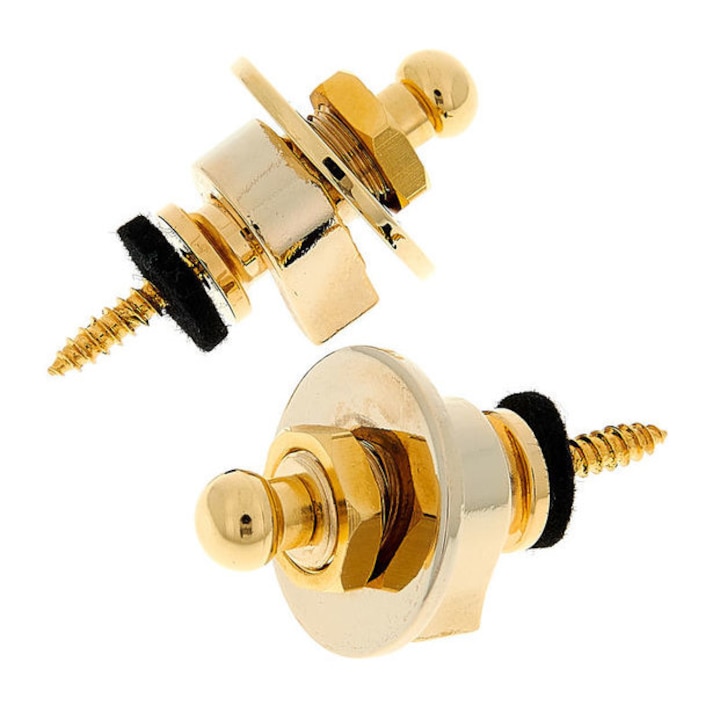 Комплект за заключване на каишка, Harley Benton, златист, гвоздеи за каишка за акустична или бас китара