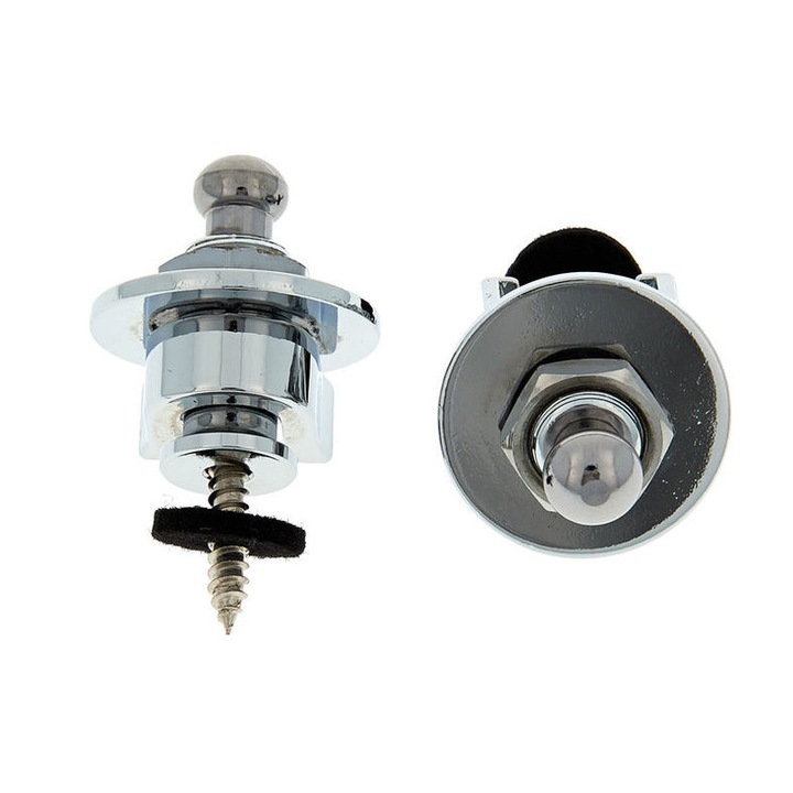 Set Strap-lock, Harley Benton, Argintiu Chromat, Cuie Pentru Curea Chitara Acustica sau Bass