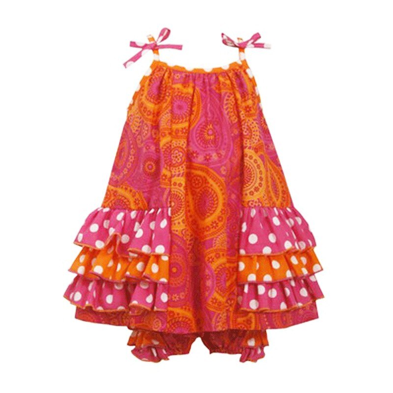 Set rochita si chilotei corai cu volanase