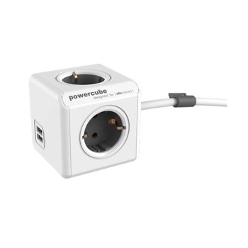Prelungitor PowerCube Allocacoc 1402GY, 4 prize, USB, 1.5m, Gri Prelungitor PowerCube Allocacoc 1402GY, 4 prize, USB, 1.5m, Gri