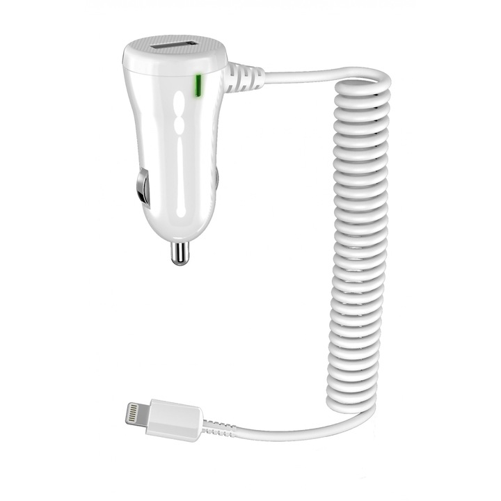 Зарядно устройство MELICONI CC24AU8P, 12-24V, 2.4А с 1.2m неделим кабел 8PIN (MFI) за телефон Iphone 5/ 6 и таблет Ipad 4 AIR