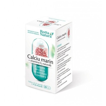Rotta Natura Calciu Marin + Vitamina D2 Naturala 30 capsule Rotta Natura Calciu Marin + Vitamina D2 Naturala 30 capsule