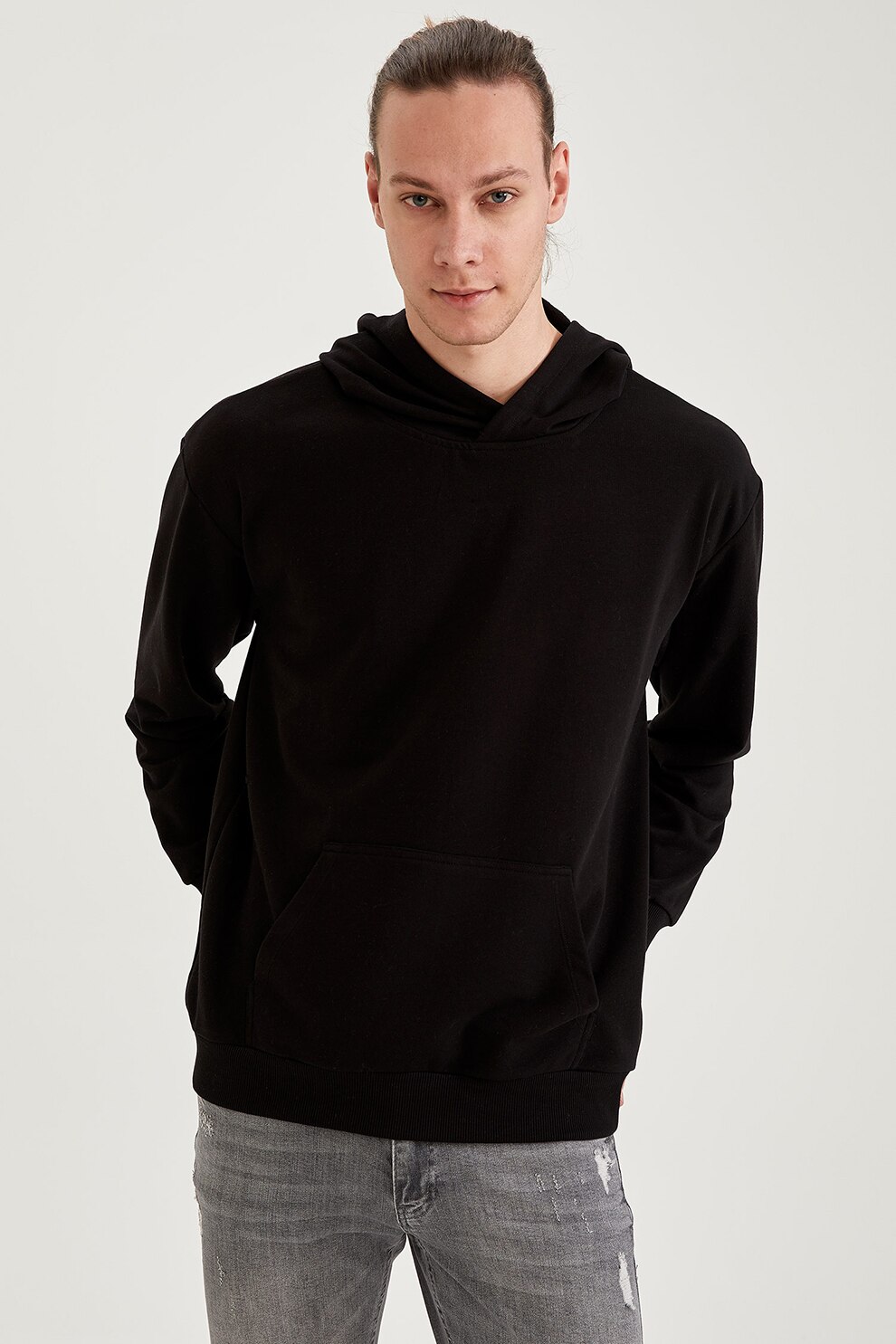 DeFacto, Hanorac cu buzunar kangaroo, Negru