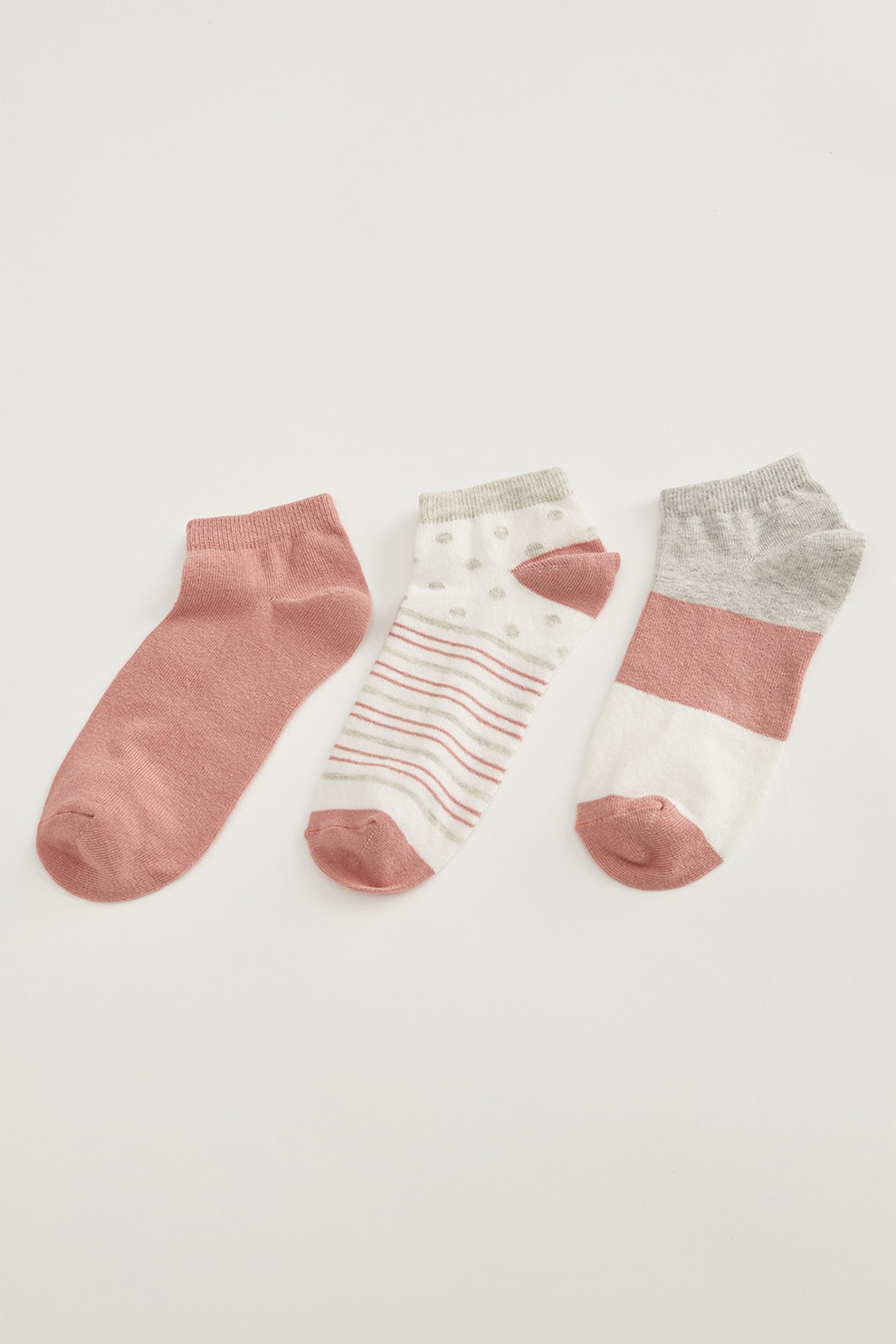 DeFacto, Set de sosete foarte scurte uni si cu model - 3 perechi, Multicolora, One Size