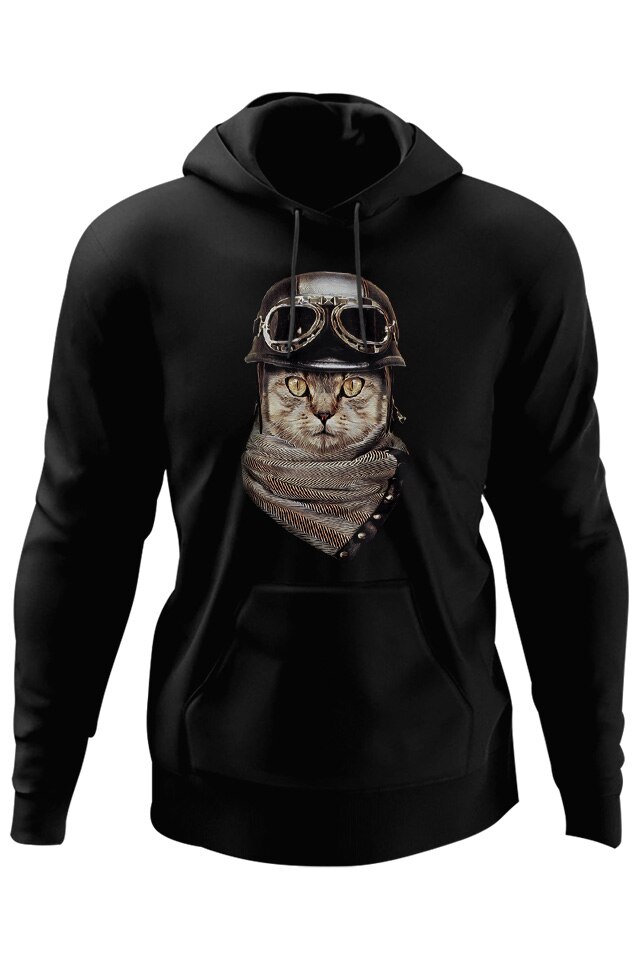 Hanorac Negru Adulti Pisica Biker