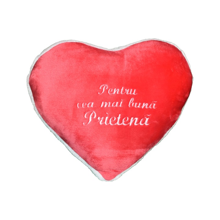 Perna Inimioara ”Pentru cea mai buna Prietena”, corai, 40x42 cm, material flanelfleece
