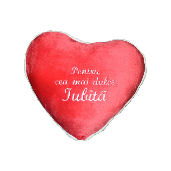 Perna Inimioara ”Pentru cea mai dulce Iubita”, corai, 40x42 cm, material flanelfleece