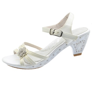 Sandale elegante cu toc pentru fete Kellaifeng YL1525, Crem Sandale elegante cu toc pentru fete Kellaifeng YL1525, Crem