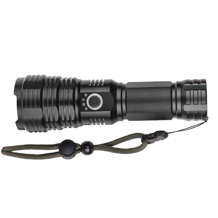 Lanterna LED Techone® SK1907, din aluminiu, sursa XHP50, profesionala, focus ajustabil, acumulator inclus, rezistenta la apa, incarcare USB, 2500 lumeni, negru