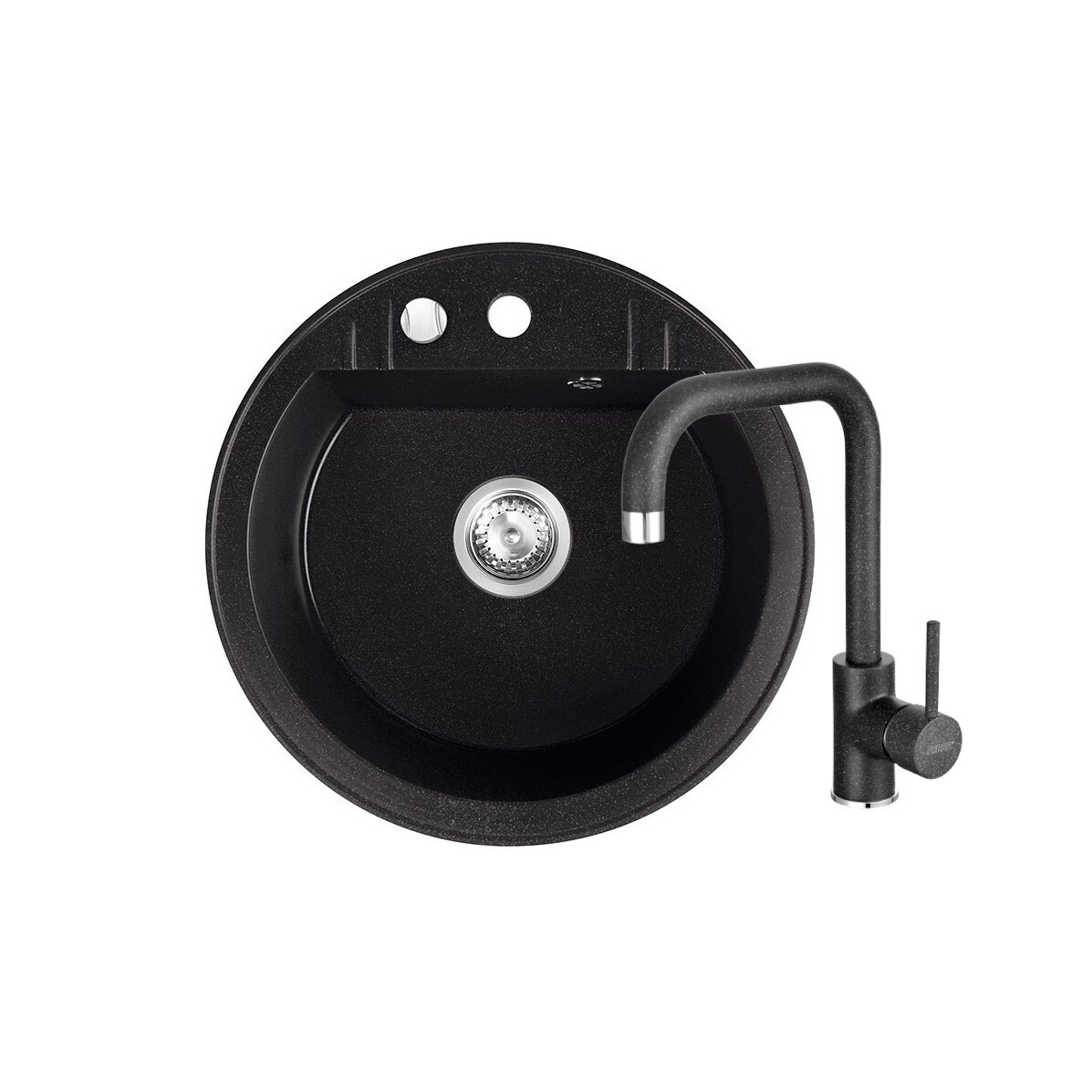 Set Chiuveta bucatarie Ferro Mezzo II 1 Cuva Rotunda 51 cm GRAFIT si Baterie Ferro FREYA stativa bucatarie BRF42B