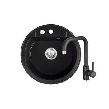 Set Chiuveta bucatarie Ferro Mezzo II 1 Cuva Rotunda 51 cm GRAFIT si Baterie Ferro FREYA stativa bucatarie BRF42B Set Chiuveta bucatarie Ferro Mezzo II 1 Cuva Rotunda 51 cm GRAFIT si Baterie Ferro FREYA stativa bucatarie BRF42B