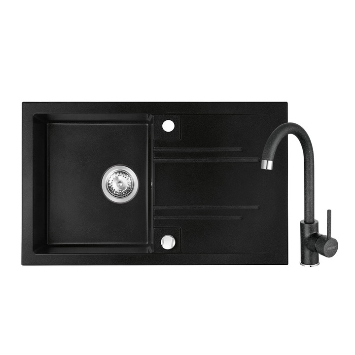 Set Chiuveta bucatarie Ferro Mezzo II 1 Cuva si Picurator 78x48 cm GRAFIT si Baterie Ferro FREYA stativa bucatarie BRF41B