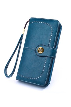 Portofel dama, mare, piele naturala, cu bareta, albastru canar, 195x105x35mm Portofel dama, mare, piele naturala, cu bareta, albastru canar, 195x105x35mm