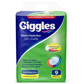 Scutece adulti, Giggles Adult, marimea S, 50-85 cm, 9 buc, pachet Standard Scutece adulti, Giggles Adult, marimea S, 50-85 cm, 9 buc, pachet Standard