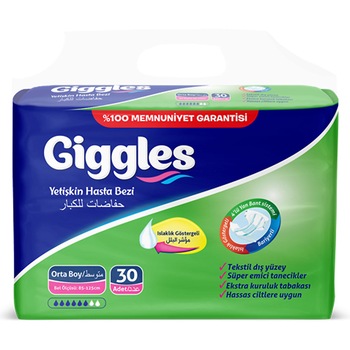 Scutece adulti, Giggles Adult, marimea M, 85-125 cm, 30 buc, pachet Jumbo Scutece adulti, Giggles Adult, marimea M, 85-125 cm, 30 buc, pachet Jumbo