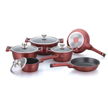 Set gatit 10 piese din aluminiu turnat, Herenthal, Visiniu Set gatit 10 piese din aluminiu turnat, Herenthal, Visiniu