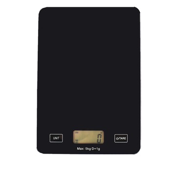 Cantar de bucatarie, din sticla, 5 kg, negru - KES Cantar de bucatarie, din sticla, 5 kg, negru - KES