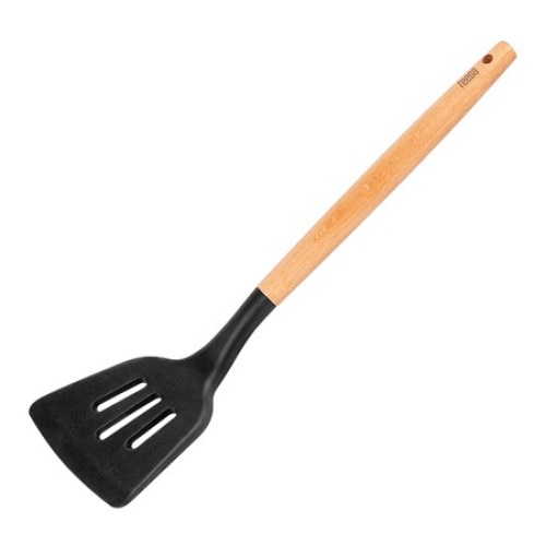 Spatula perforata din silicon cu maner lemn Teesa