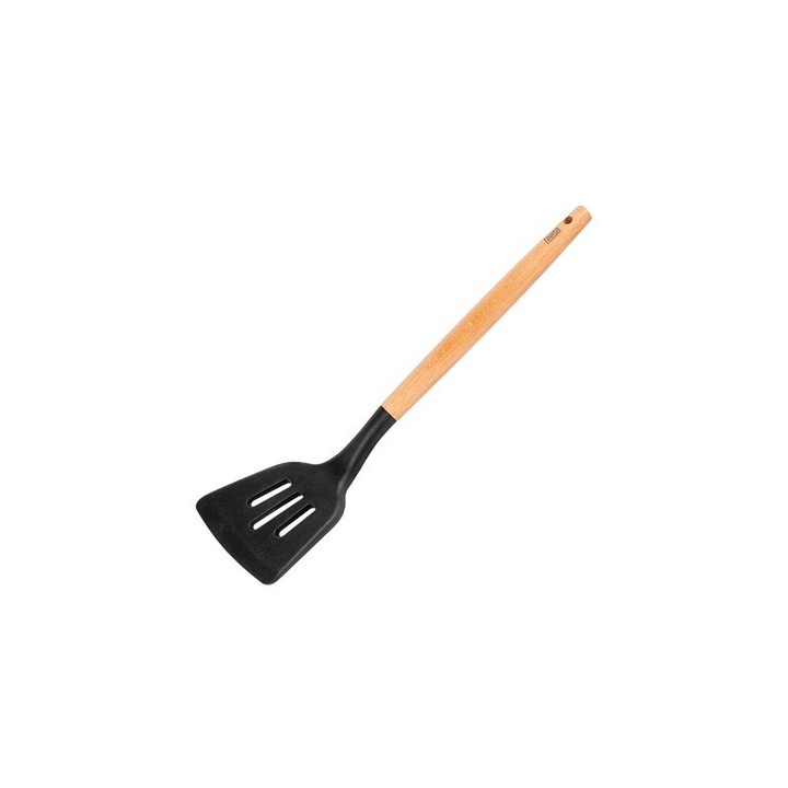 Spatula perforata din silicon cu maner lemn Teesa