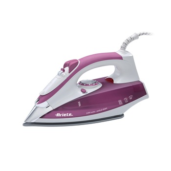 Fier de calcat Ariete 6215, 2200W, 280 ml, talpa otel inoxidabil, Violet/Alb Fier de calcat Ariete 6215, 2200W, 280 ml, talpa otel inoxidabil, Violet/Alb