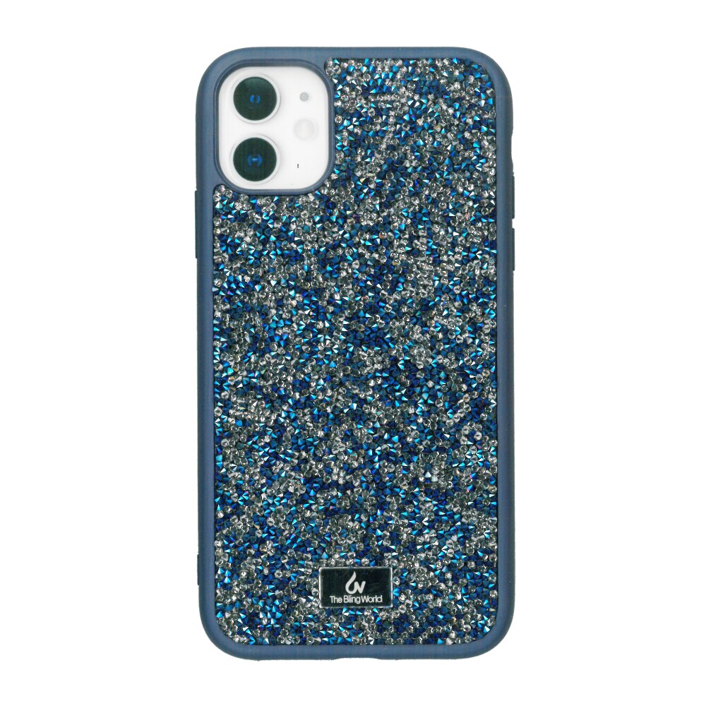 Husa protectie spate albastra, Bling World Rock Diamond, pentru Apple iPhone 12/ 12 Pro (6.1)