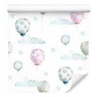 tapet copii baloane pastel pe un fundal de stele 53cm x 10m rola nori acuarela stelele imagen 41_0_
0