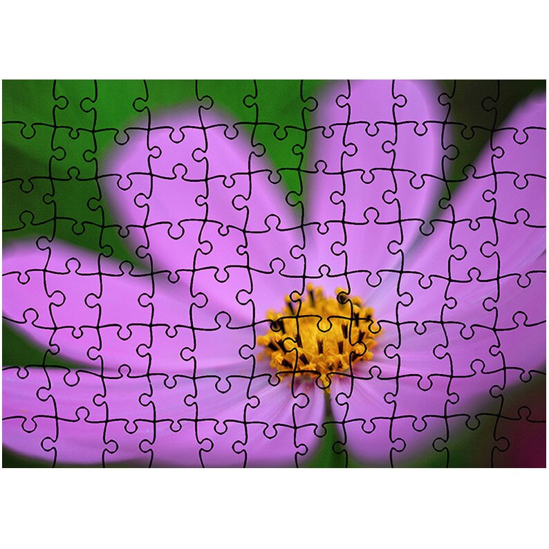 Puzzle Heartwork 96 piese, Floare violet si galbena, Latime 40,5 cm x Inaltime 28,5 cm