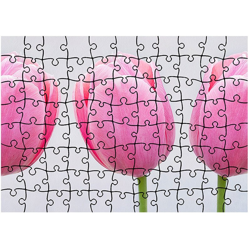 Puzzle Heartwork 96 piese, Trei lalele roz, Latime 40,5 cm x Inaltime 28,5 cm