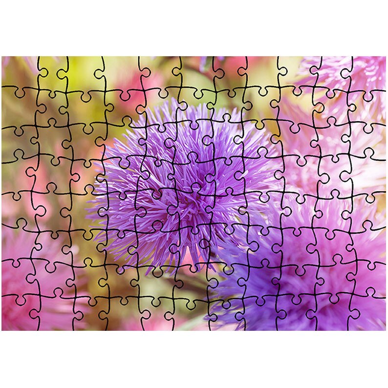 Puzzle Heartwork 96 piese, Flori pufoase violet, Latime 40,5 cm x Inaltime 28,5 cm