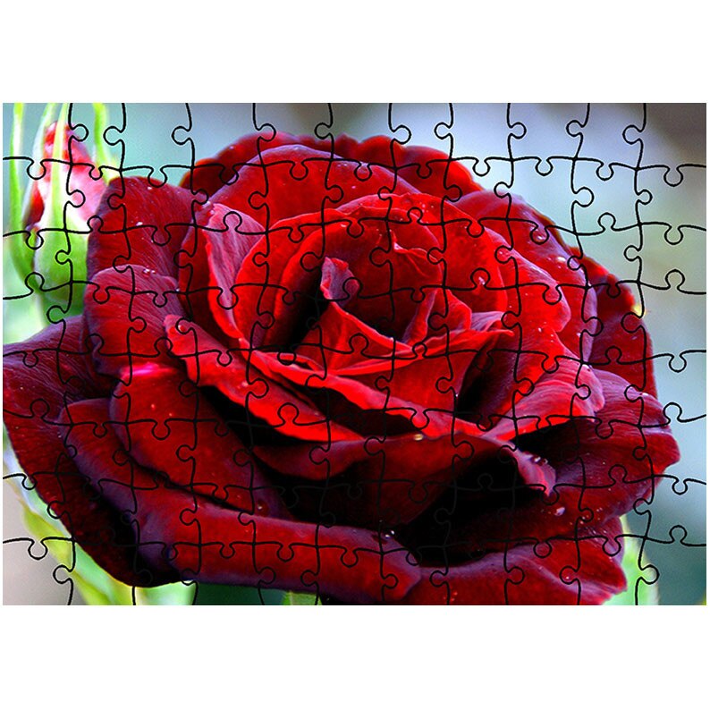 Puzzle Heartwork 96 piese, Trandafir rosu clasic, Latime 40,5 cm x Inaltime 28,5 cm