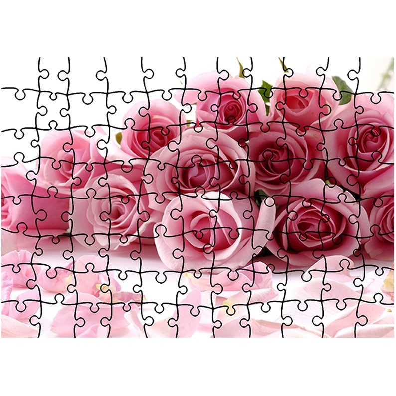 Puzzle Heartwork 96 piese, Buchet de trandafiri rozalii, Latime 40,5 cm x Inaltime 28,5 cm