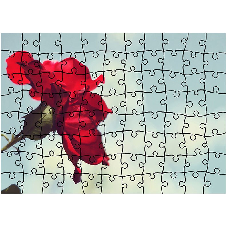 Puzzle Heartwork 96 piese, Trandafir rosu si cer senin, Latime 40,5 cm x Inaltime 28,5 cm