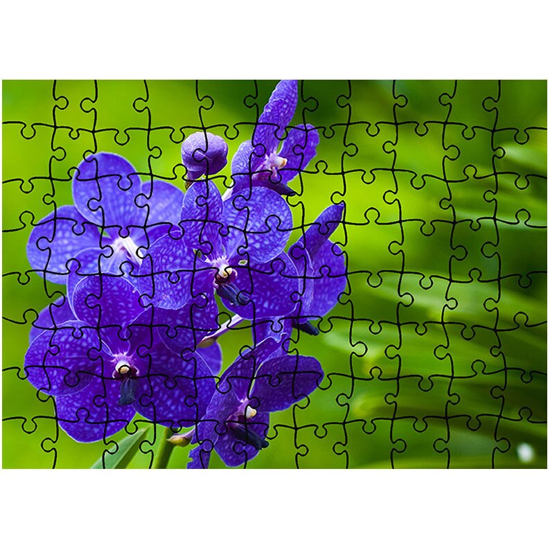 Puzzle Heartwork 96 piese, Orhidee albastre, Latime 40,5 cm x Inaltime 28,5 cm