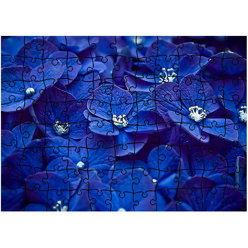 Puzzle Heartwork 96 piese, Flori albastre, Latime 40,5 cm x Inaltime 28,5 cm