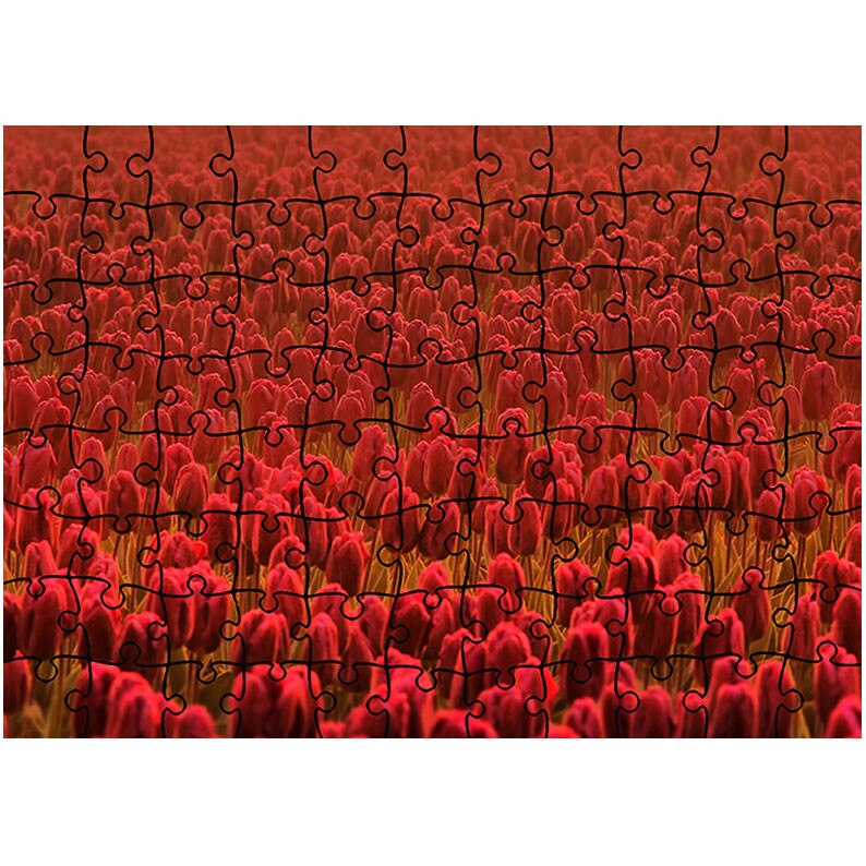 Puzzle Heartwork 96 piese, Lalele rosii Scarlet, Latime 40,5 cm x Inaltime 28,5 cm