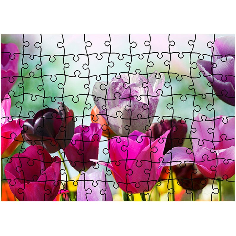 Puzzle Heartwork 96 piese, Lalele Violet, Latime 40,5 cm x Inaltime 28,5 cm