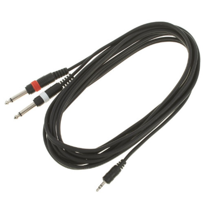 Cablu Profesional The Sssnake Jack 3.5mm T - 2 x Jack 6.3mm Mono T 5m