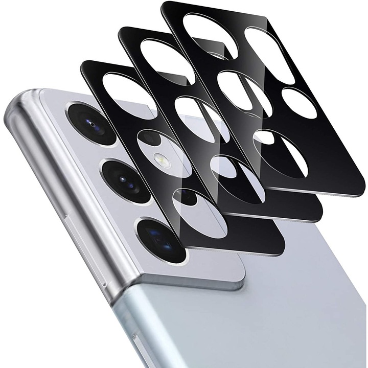 Стъклен протектор за камера за Samsung Galaxy S21 Ultra, 3D, Черен