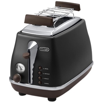 Prajitor de paine De'Longhi Icona Vintage CTOV 2103.BK, 900 W, 2 Felii, Control electronic rumenire, Negru Prajitor de paine De'Longhi Icona Vintage CTOV 2103.BK, 900 W, 2 Felii, Control electronic rumenire, Negru