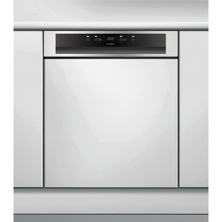Masina de spalat vase semi-incorporabila Whirlpool WBC3C34PFX, 14 seturi, 8 programe, Clasa D, Motor Inverter, PowerClean Pro, Tehnologia al 6-lea Simt, Sistem Natural Dry, 60 cm, Inox