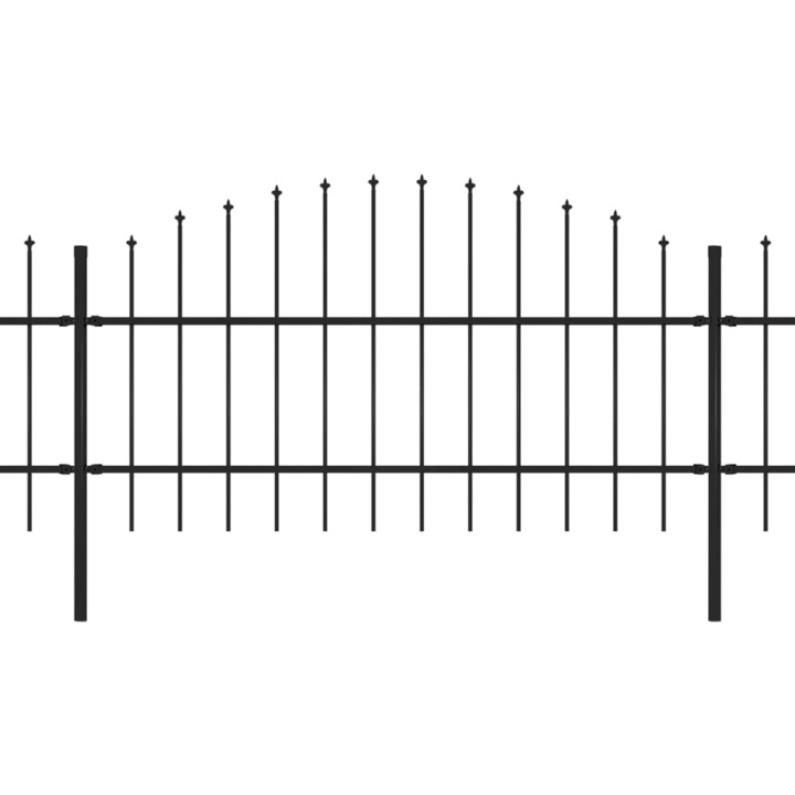 Set 10 panouri de gard cu 11 stalpi, vidaXL, Otel, 17 x (0,75 - 1) m, Negru