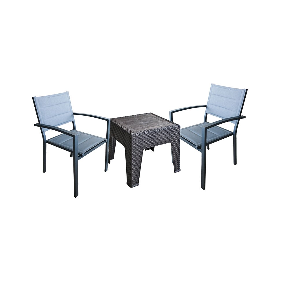 Set mobila pentru balcon 2 scaune cu brate din panza dubla cu masuta cafea 45x45cm